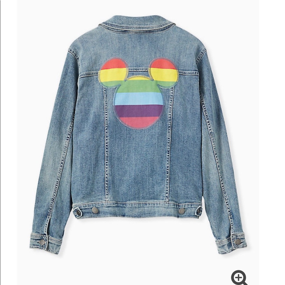 Disney Plus Size Jean Jacket Mickey Mouse Rainbow